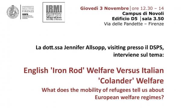 English 'Iron Rod' Welfare Versus Italian 'Colander' Welfare. What does the mobility of refugees tell us about European welfare regimes?